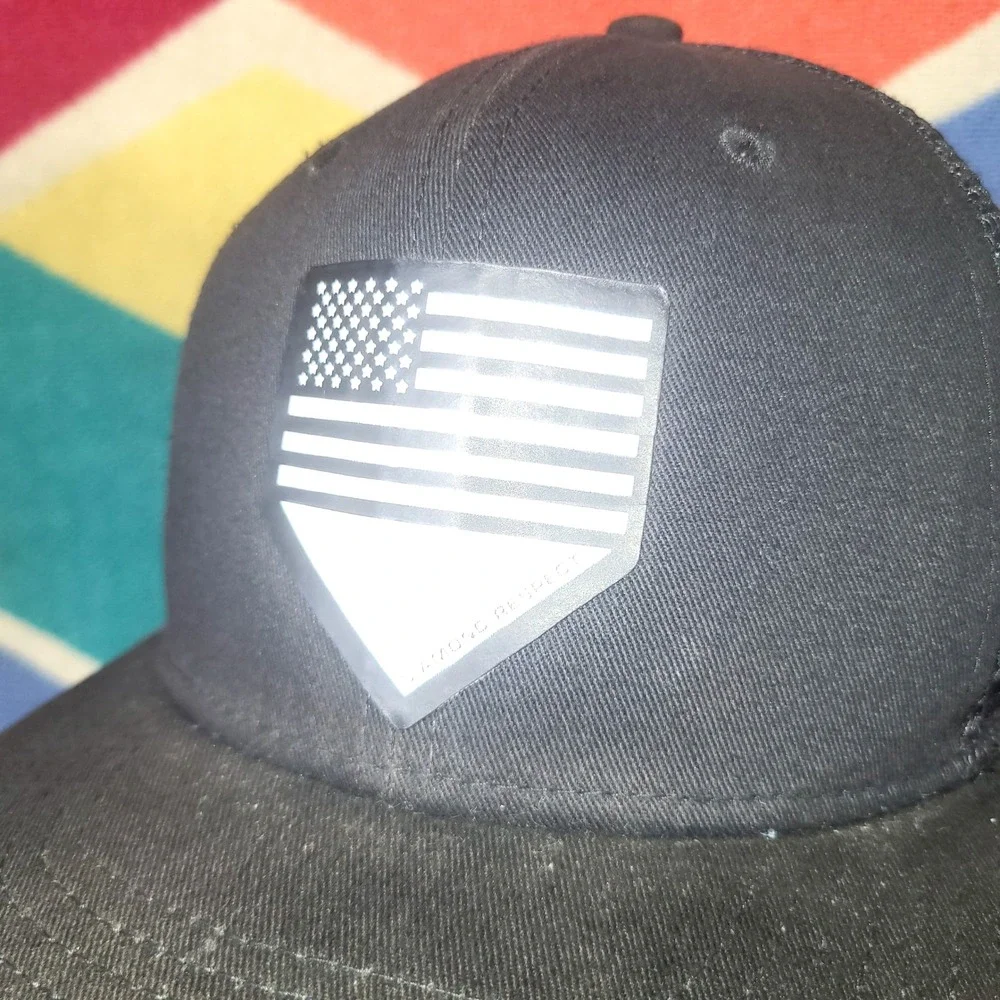 New Era 9FIFTY Black Trucker Hat American Flag‎ Baseball Cap Snapback